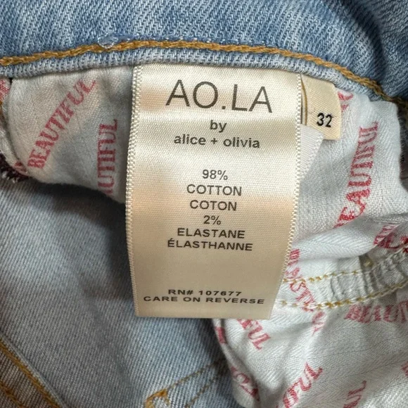 Alice + Olivia "Beautiful" High-Rise Bell Bottom Jeans - Floral Embroidered NWT - Picture 4 of 16